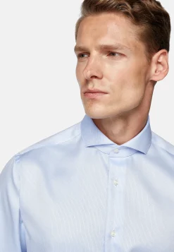 Chemises Habillées-Boggi Milano Chemise En Coton Dobby Slim Fit Bleu clair