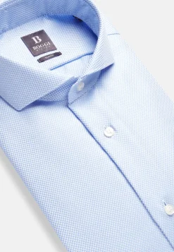 Chemises Habillées-Boggi Milano Chemise En Coton Dobby Slim Fit Bleu clair