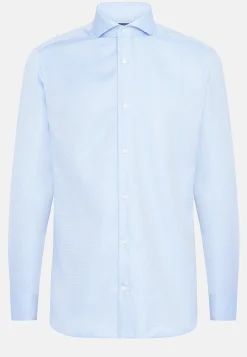 Chemises Habillées-Boggi Milano Chemise En Coton Dobby Slim Fit Bleu clair