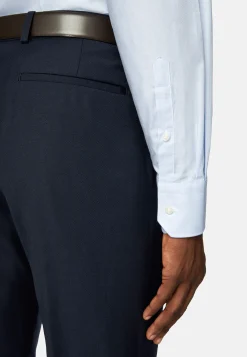 Chemises Habillées-Boggi Milano Chemise En Coton Dobby Slim Fit Bleu clair