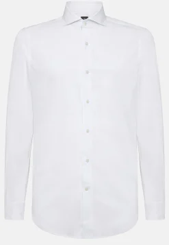 Chemises Habillées-Boggi Milano Chemise En Coton Nylon Extensible Slim Fit Blanc