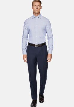 Chemises Habillées-Boggi Milano Chemise En Coton Pinpoint Regular Fit Bleu