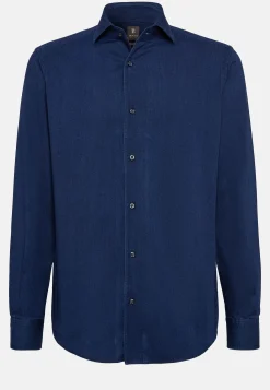 Chemises Décontractée-Boggi Milano Chemise En Denim De Coton Regular Fit Indigo