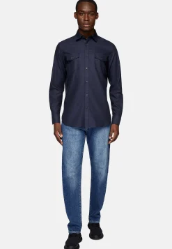 Chemises Décontractée-Boggi Milano Chemise En Flanelle De Coton Tencel Regular Fit