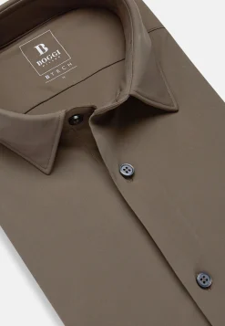 Chemises Décontractée-Boggi Milano Chemise En Nylon Extensible Slim Fit Taupe