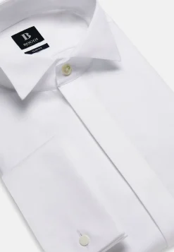 Chemises Habillées-Boggi Milano Chemise En Satin De Coton Slim Fit Blanc