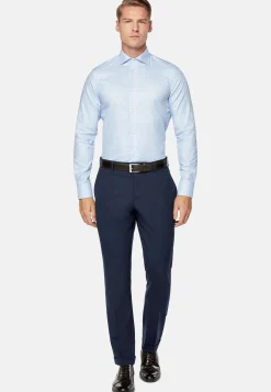 Chemises Habillées-Boggi Milano Chemise En Sergé De Coton Slim Fit Bleu clair