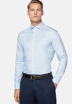 Chemises Habillées-Boggi Milano Chemise En Sergé De Coton Slim Fit Bleu clair