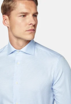 Chemises Habillées-Boggi Milano Chemise En Sergé De Coton Slim Fit Bleu clair