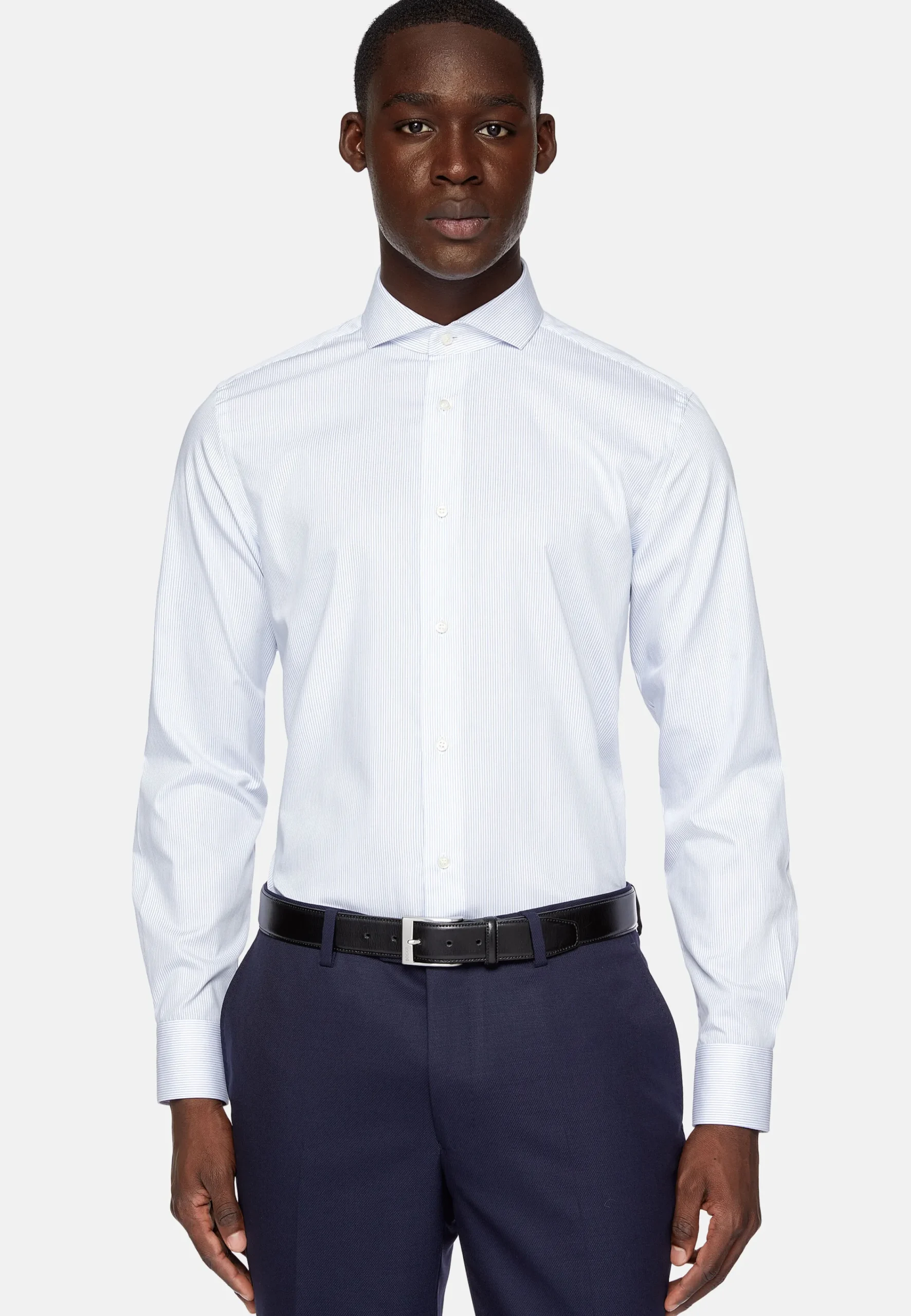 Chemises Habillées-Boggi Milano Chemise En Sergé De Coton Regular Fit Bleu clair