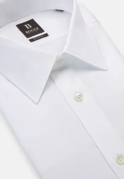 Chemises Habillées-Boggi Milano Chemise En Sergé De Coton Regular Fit Blanc