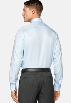 Chemises Habillées-Boggi Milano Chemise En Sergé De Coton Slim Fit Bleu clair