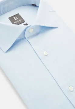 Chemises Habillées-Boggi Milano Chemise En Sergé De Coton Slim Fit Bleu clair