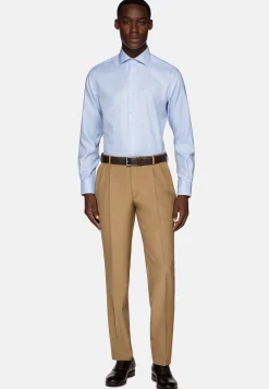 Chemises Habillées-Boggi Milano Chemise Pied-De-Poule En Coton Dobby Slim Fit Bleu clair