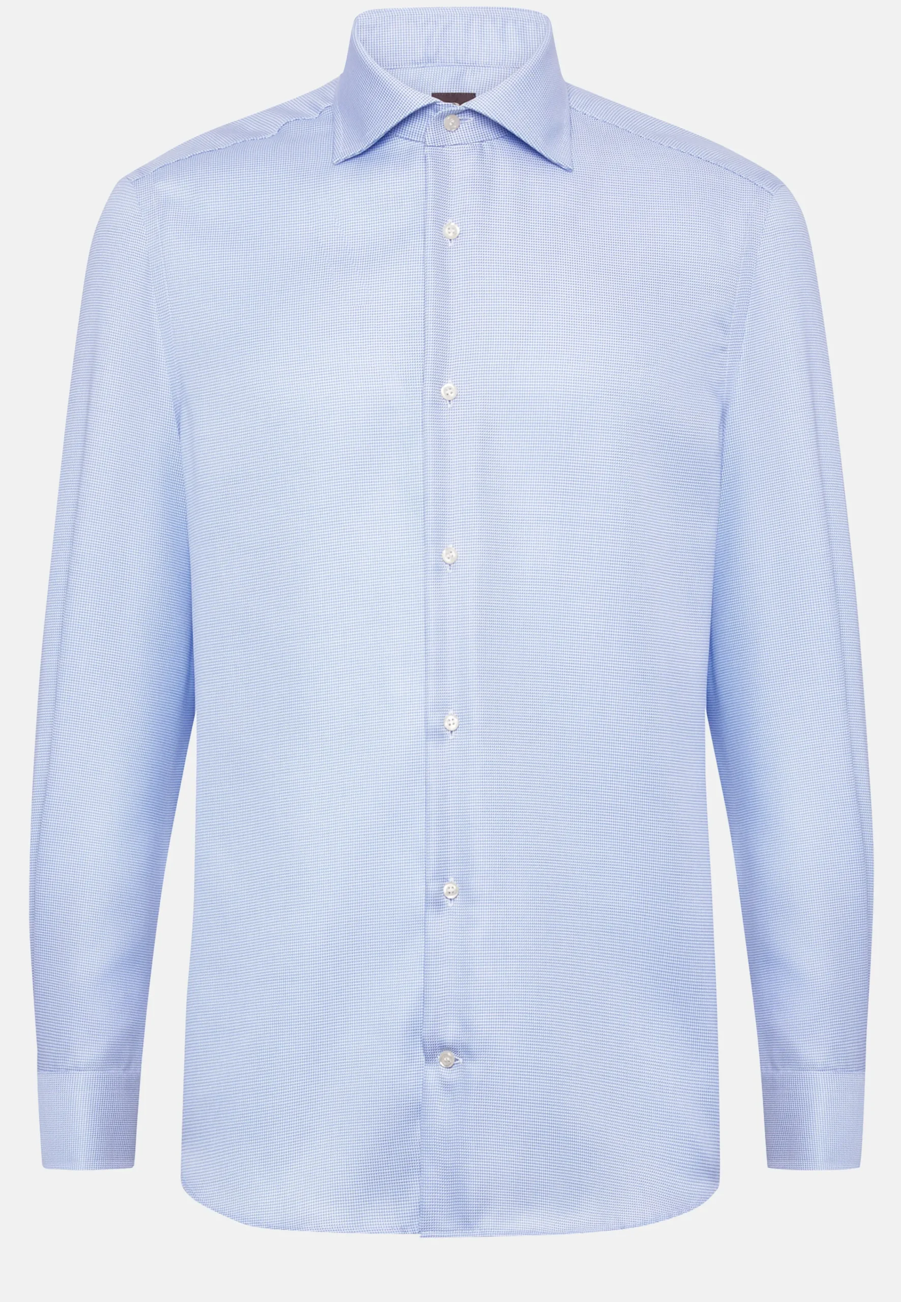 Chemises Habillées-Boggi Milano Chemise Pied-De-Poule En Coton Dobby Slim Fit Bleu clair