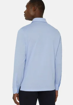 Chemises Polo-Boggi Milano Chemise Polo En Piqué Fil D'Écosse Coupe Slim Bleu clair