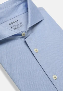 Chemises Polo-Boggi Milano Chemise Polo En Piqué Fil D'Écosse Coupe Slim Bleu clair