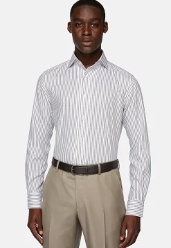 Chemises Habillées-Boggi Milano Chemise Rayée En Coton Dobby Regular Fit Marron