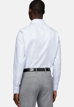 Chemises Habillées-Boggi Milano Chemise Rayée En Coton Dobby Regular Fit Bleu clair