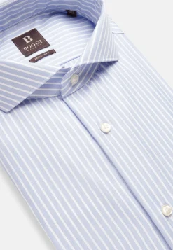 Chemises Habillées-Boggi Milano Chemise Rayée En Coton Dobby Regular Fit Bleu clair