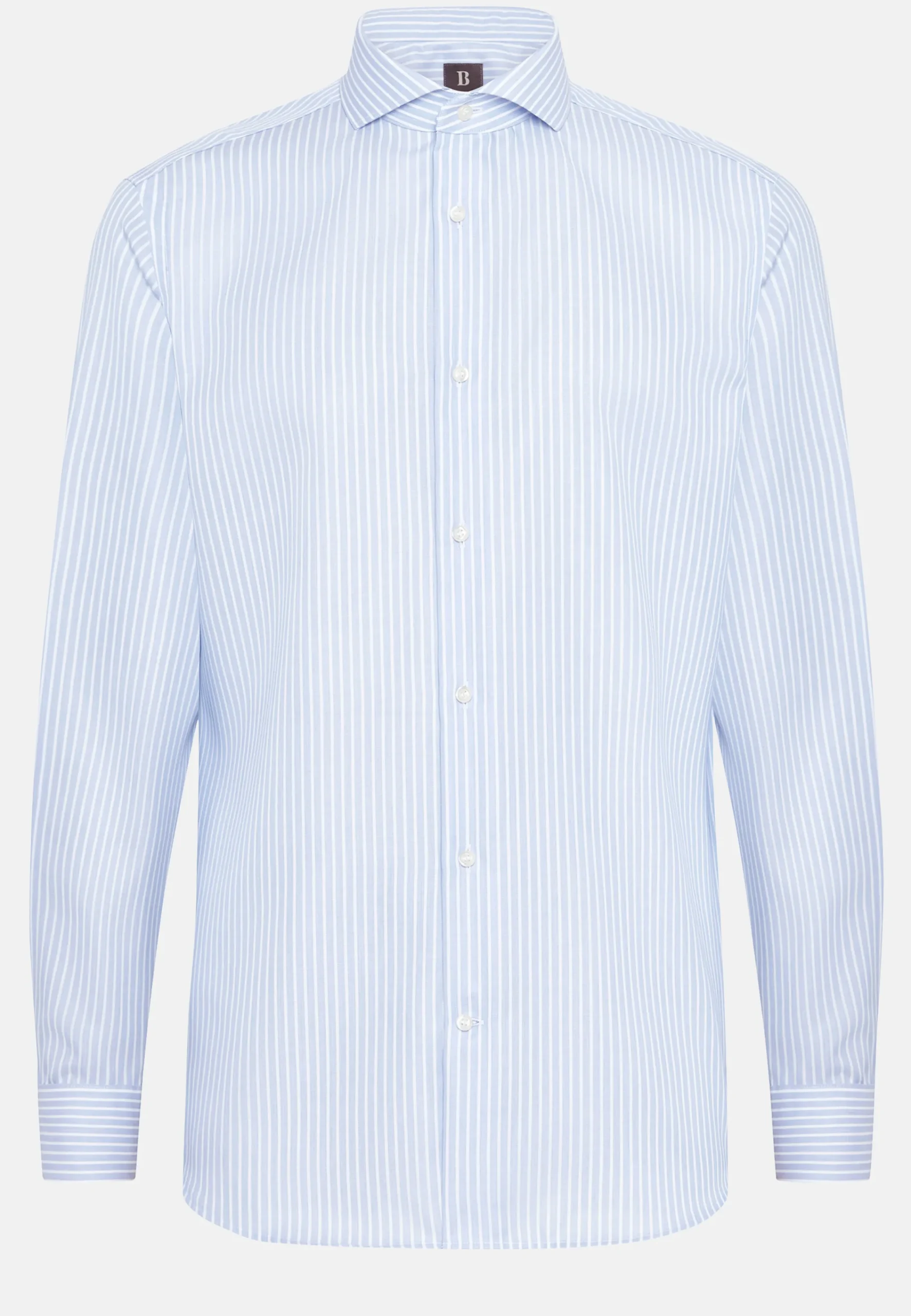 Chemises Habillées-Boggi Milano Chemise Rayée En Coton Dobby Regular Fit Bleu clair