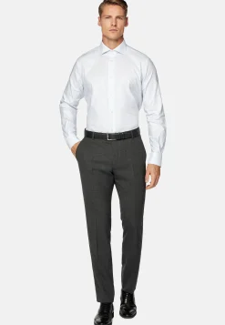 Chemises Habillées-Boggi Milano Chemise Rayée En Coton Dobby Regular Fit Bleu clair