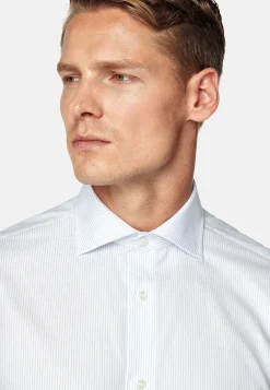 Chemises Habillées-Boggi Milano Chemise Rayée En Coton Dobby Regular Fit Bleu clair