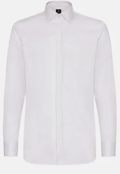 Chemises Habillées-Boggi Milano Chemise Slim Fit En Satin De Coton Blanc
