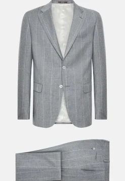 Costumes-Boggi Milano Costume À Fines Rayures En Pure Laine Gris