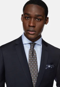 Costumes-Boggi Milano Costume À Micro Chevrons En Laine Extensible bleu marine