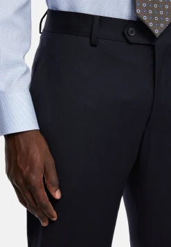 Costumes-Boggi Milano Costume À Micro Chevrons En Laine Extensible bleu marine