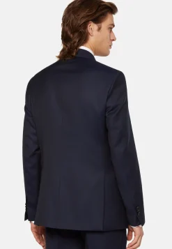 Costumes-Boggi Milano Costume À Micromotif En Pure Laine bleu marine