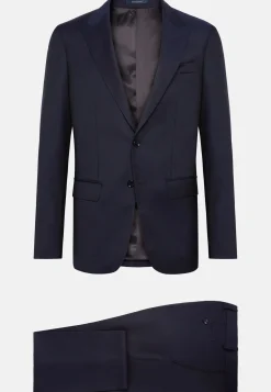 Costumes-Boggi Milano Costume À Micromotif En Pure Laine bleu marine