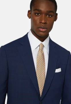 Costumes-Boggi Milano Costume Prince-De-Galles En Laine Super 130 bleu marine