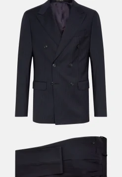 Costumes-Boggi Milano Costume Croisé À Chevrons En Pure Laine bleu marine