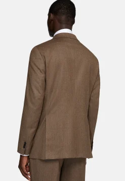 Costumes-Boggi Milano Costume Croisé À Chevrons En Pure Laine Marron