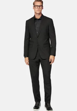 Costumes-Boggi Milano Costume En Laine Extensible Charbon