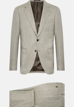 Costumes-Boggi Milano Costume Gris Tourterelle À Chevrons En Pure Laine Taupe