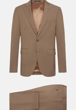 Costumes-Boggi Milano Costume Gris Tourterelle Motif À Chevrons En Pure Laine Super 130 Taupe