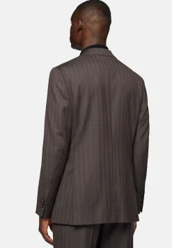 Costumes-Boggi Milano Costume Foncé À Chevrons En Pure Laine Super 130 Marron