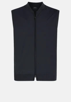Tricots-Boggi Milano Gilet En Maille Recyclée Et Jersey Technique bleu marine