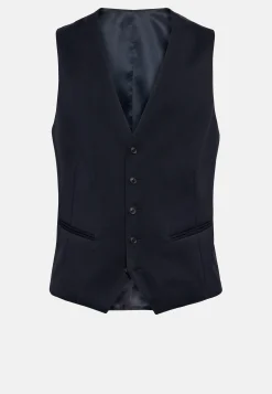 Gilets De Costume-Boggi Milano Gilet En Sergé De Laine Extensible bleu marine