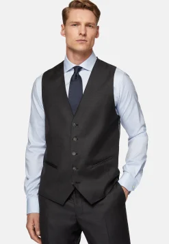 Gilets De Costume-Boggi Milano Gilet Bleu Marine En Sergé De Laine