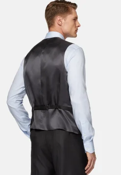 Gilets De Costume-Boggi Milano Gilet Bleu Marine En Sergé De Laine