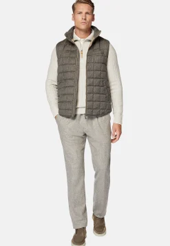Blousons-Boggi Milano Gilet En Flanelle Rembourré En Plume D'Oie Taupe