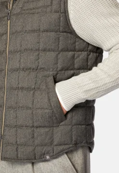 Blousons-Boggi Milano Gilet En Flanelle Rembourré En Plume D'Oie Taupe