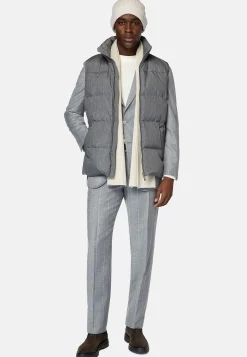 Blousons-Boggi Milano Gilet En Tissu Technique De Plume D'Oie Gris