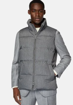 Blousons-Boggi Milano Gilet En Tissu Technique De Plume D'Oie Gris