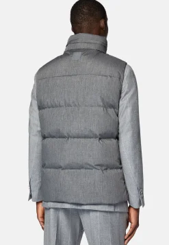 Blousons-Boggi Milano Gilet En Tissu Technique De Plume D'Oie Gris