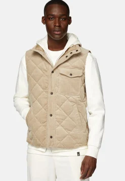 Blousons-Boggi Milano Gilet Rembourré En Velours De Coton Beige